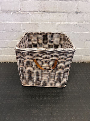Versatile Grey Wicker Storage Basket