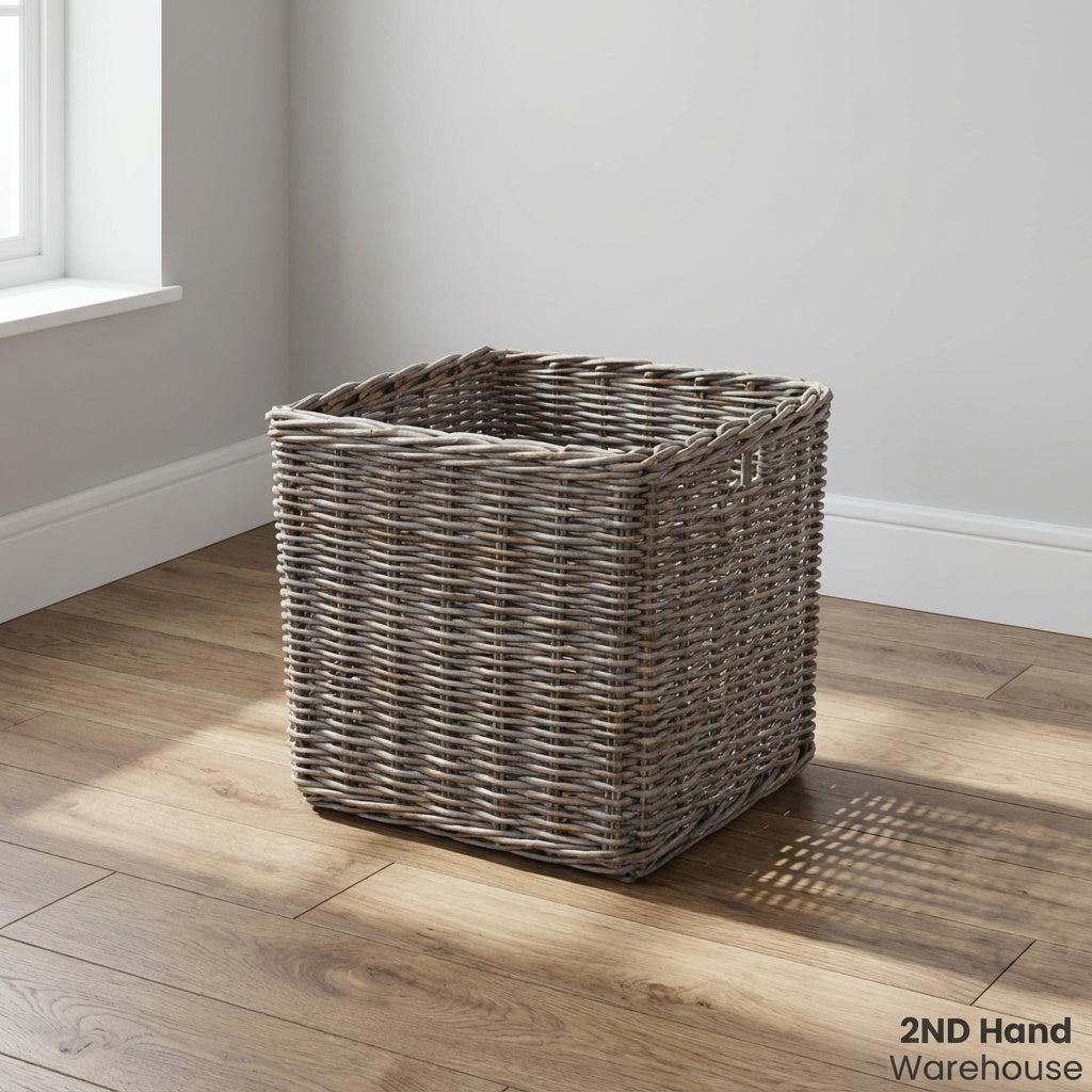 Versatile Grey Wicker Storage Basket