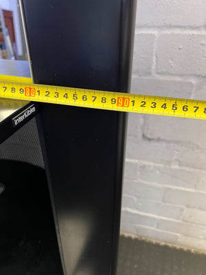 Sleek Black Mirrored Display Unit with Shelves & Drawer