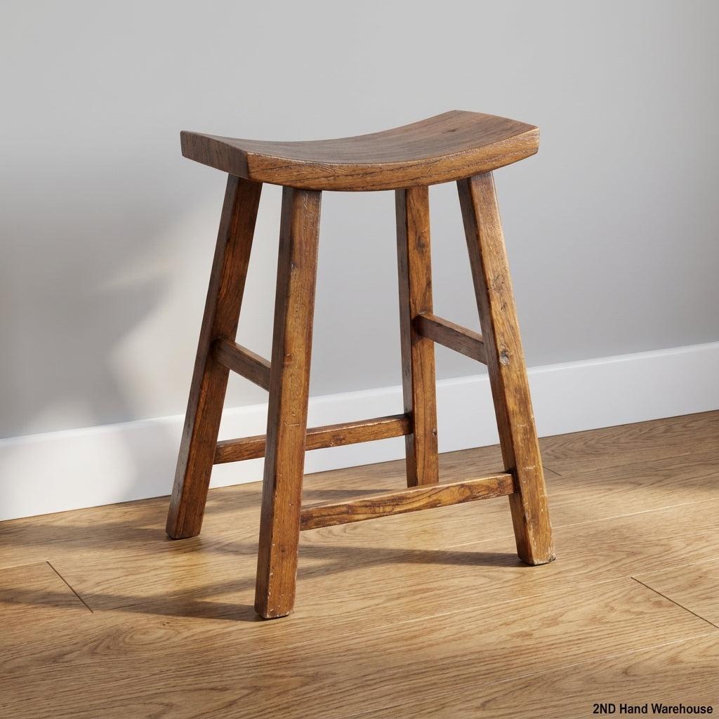 Rustic Wooden Saddle Seat Stool