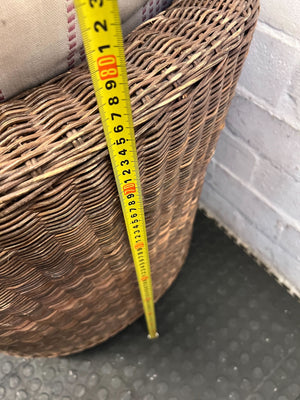 Vintage-Style Wicker Armchair with French Garden Cushion