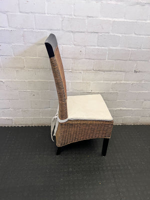 Charming Wicker Dining Chair with Cream Cushion