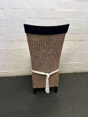 Charming Wicker Dining Chair with Cream Cushion