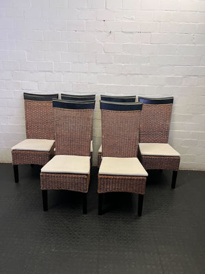 Charming Wicker Dining Chair with Cream Cushion