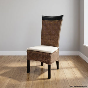 Charming Wicker Dining Chair with Cream Cushion