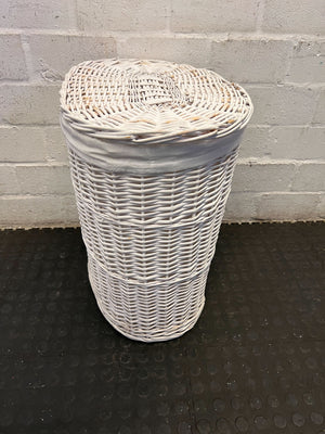 Charming White Wicker Laundry Hamper with Lid
