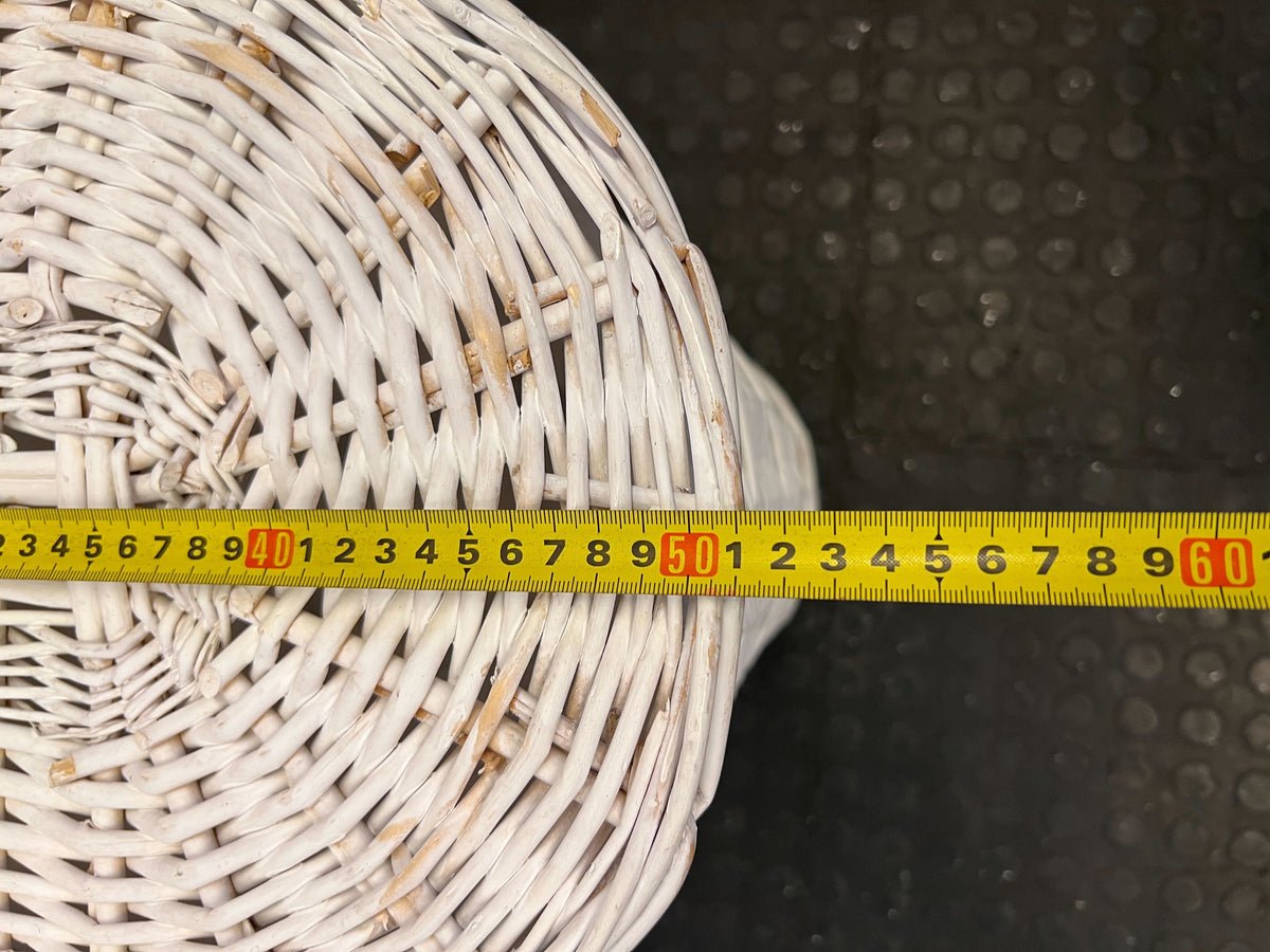 Charming White Wicker Laundry Hamper with Lid