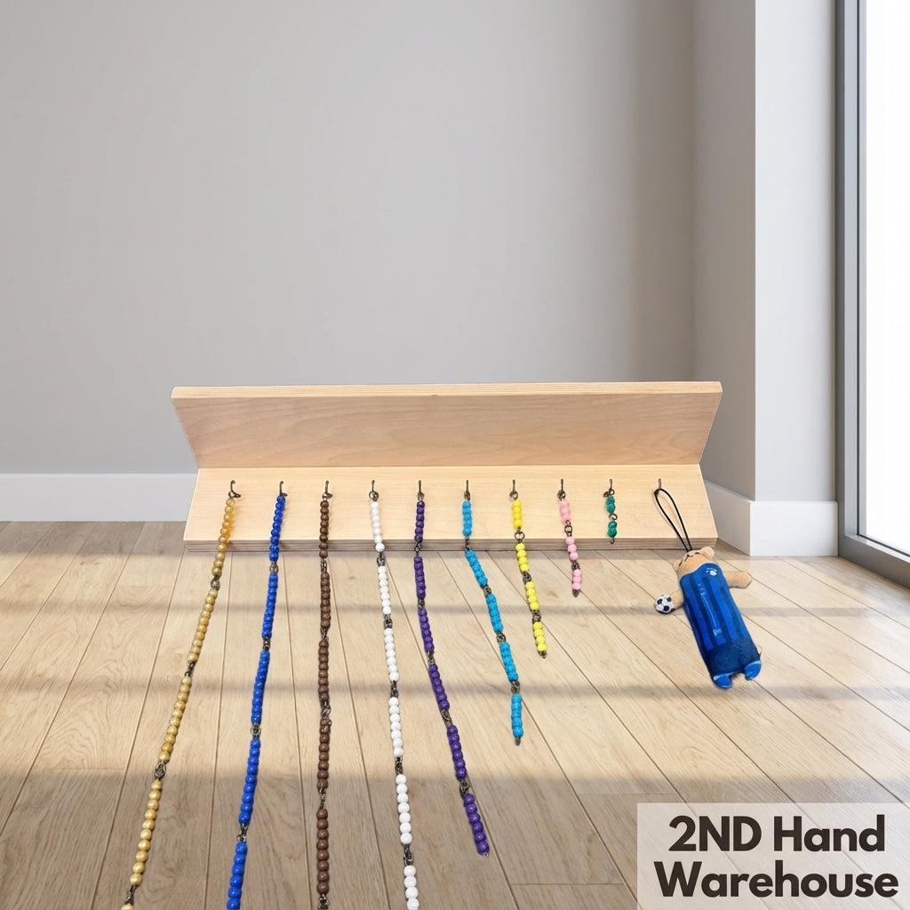 Montessori-Style Counting Bead Chains with Wooden Display Shelf & Bear Plush