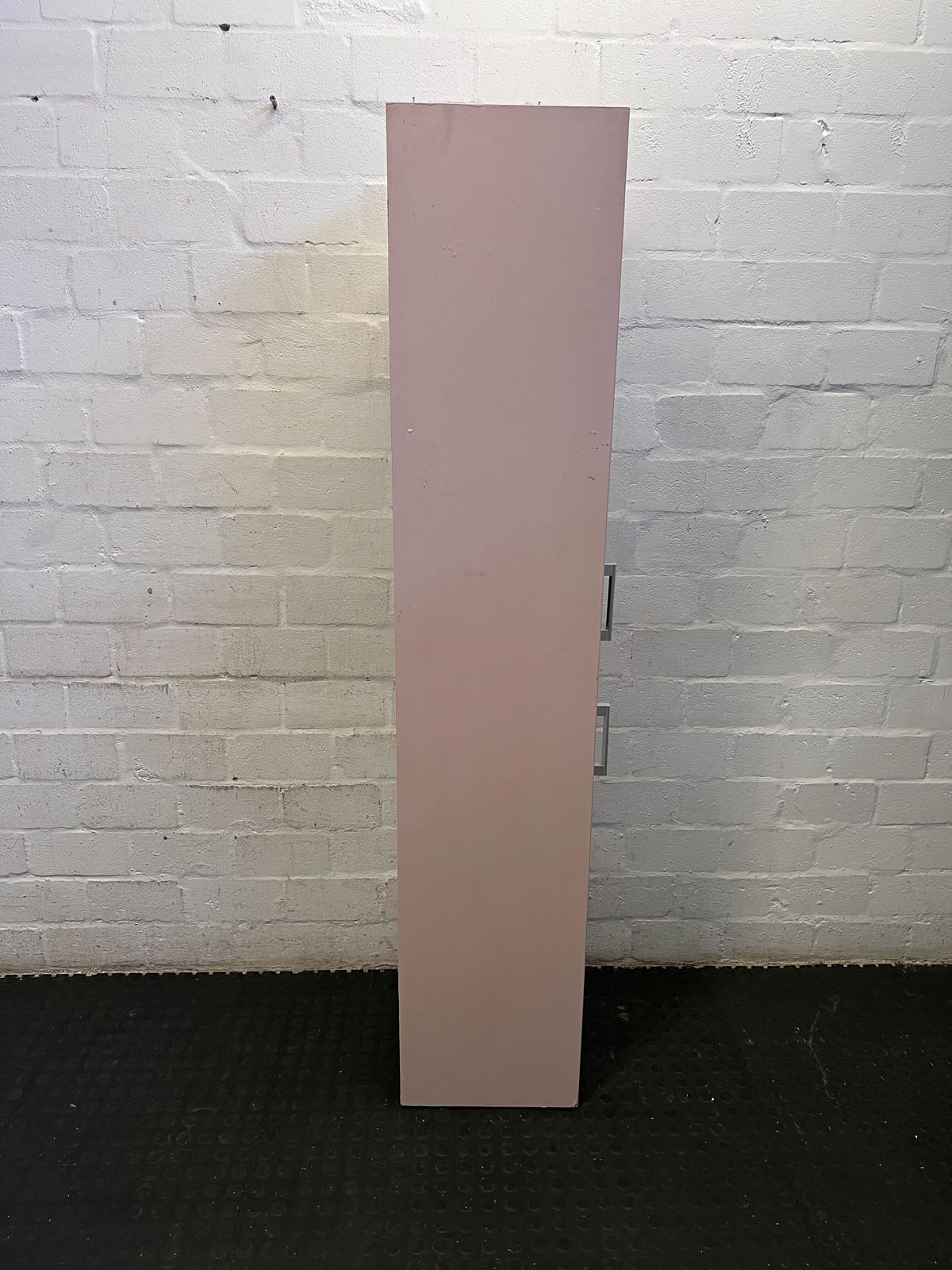 Chic Pink & White Slimline Storage Cabinet with Frosted Glass Door