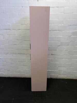 Chic Pink & White Slimline Storage Cabinet with Frosted Glass Door