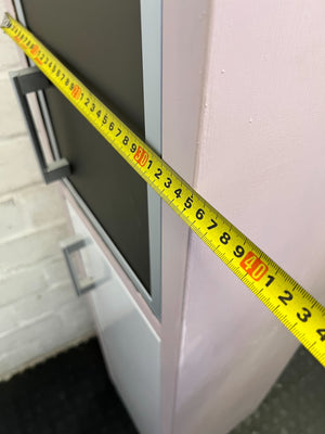 Chic Pink & White Slimline Storage Cabinet with Frosted Glass Door