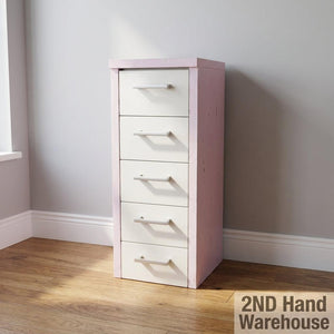 Charming Pink & White 5-Drawer Tallboy Storage Unit