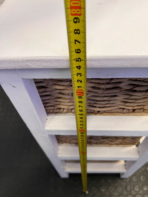 Charming White Wicker Basket Storage Chest