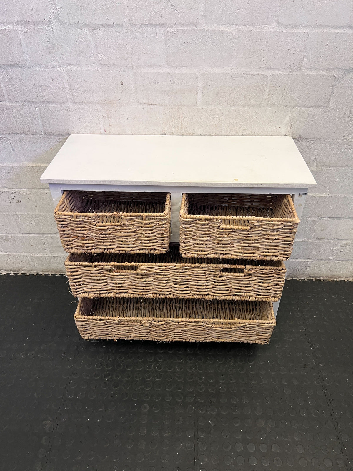 Charming White Wicker Basket Storage Chest