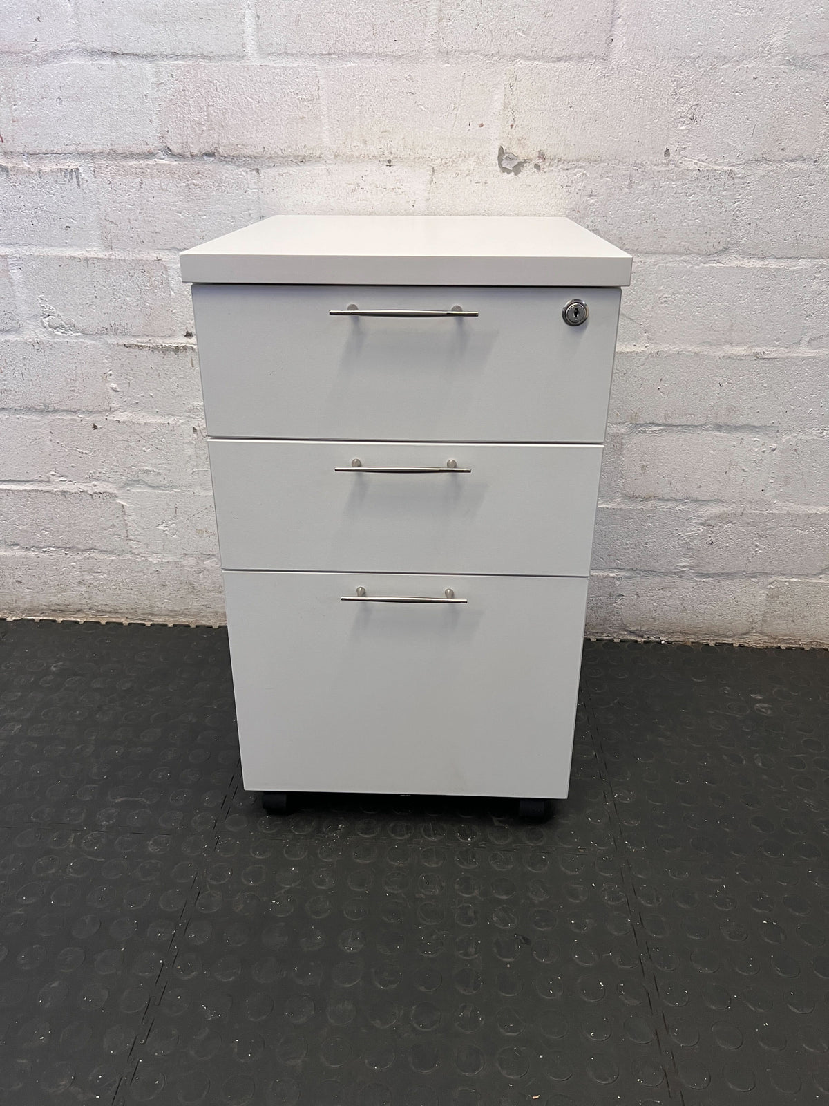 Stylish Grey Mobile Filing Cabinet with Lock