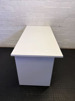 Sleek White Office Desk with Cable Management