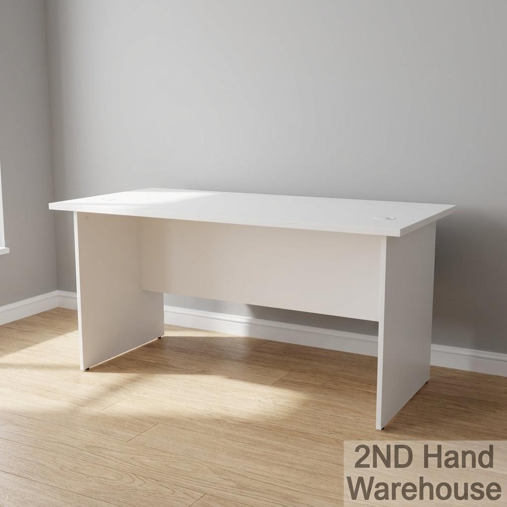 Sleek White Office Desk with Cable Management