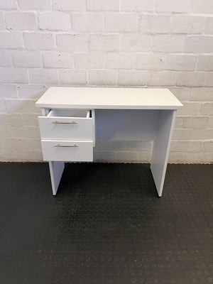 Chic White Minimalist Desk with 2 Drawers