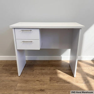 Chic White Minimalist Desk with 2 Drawers