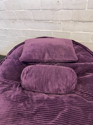 Comfy ZAK Purple Corduroy Bean Bag & Pillows