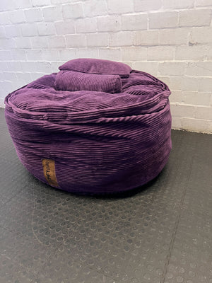 Comfy ZAK Purple Corduroy Bean Bag & Pillows
