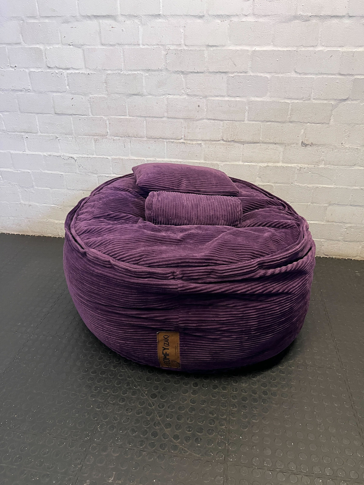 Comfy ZAK Purple Corduroy Bean Bag & Pillows