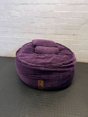 Comfy ZAK Purple Corduroy Bean Bag & Pillows