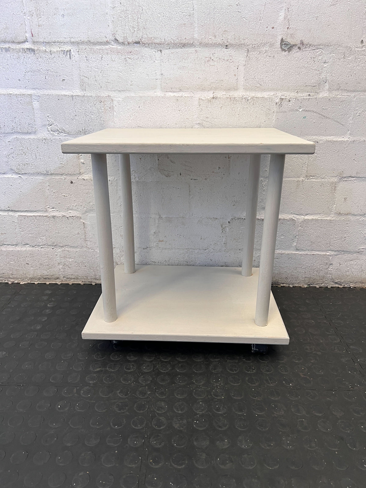 Charming Cream Two-Tier Side Table