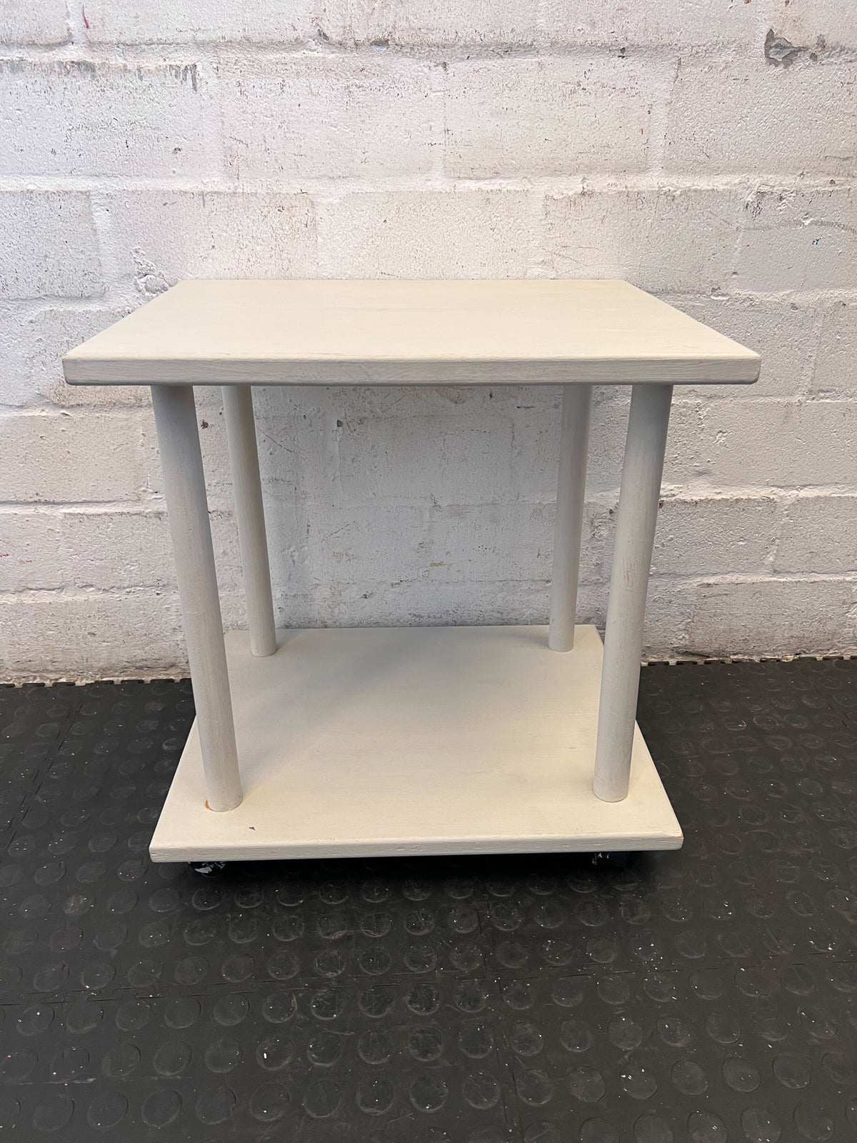Charming Cream Two-Tier Side Table