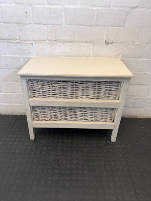 Charming 2-Drawer Wicker Basket Storage Unit