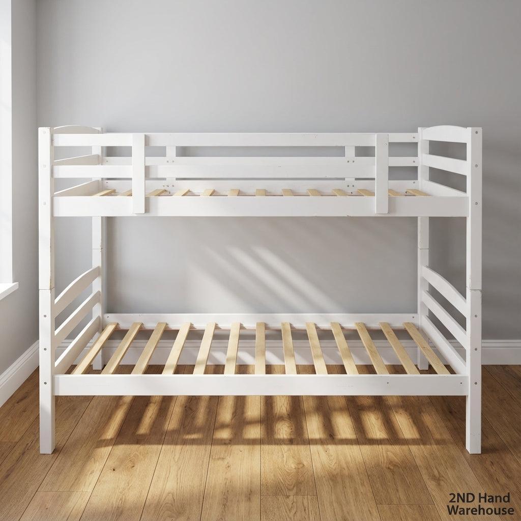 Space-Saving White Wooden Bunk Bed