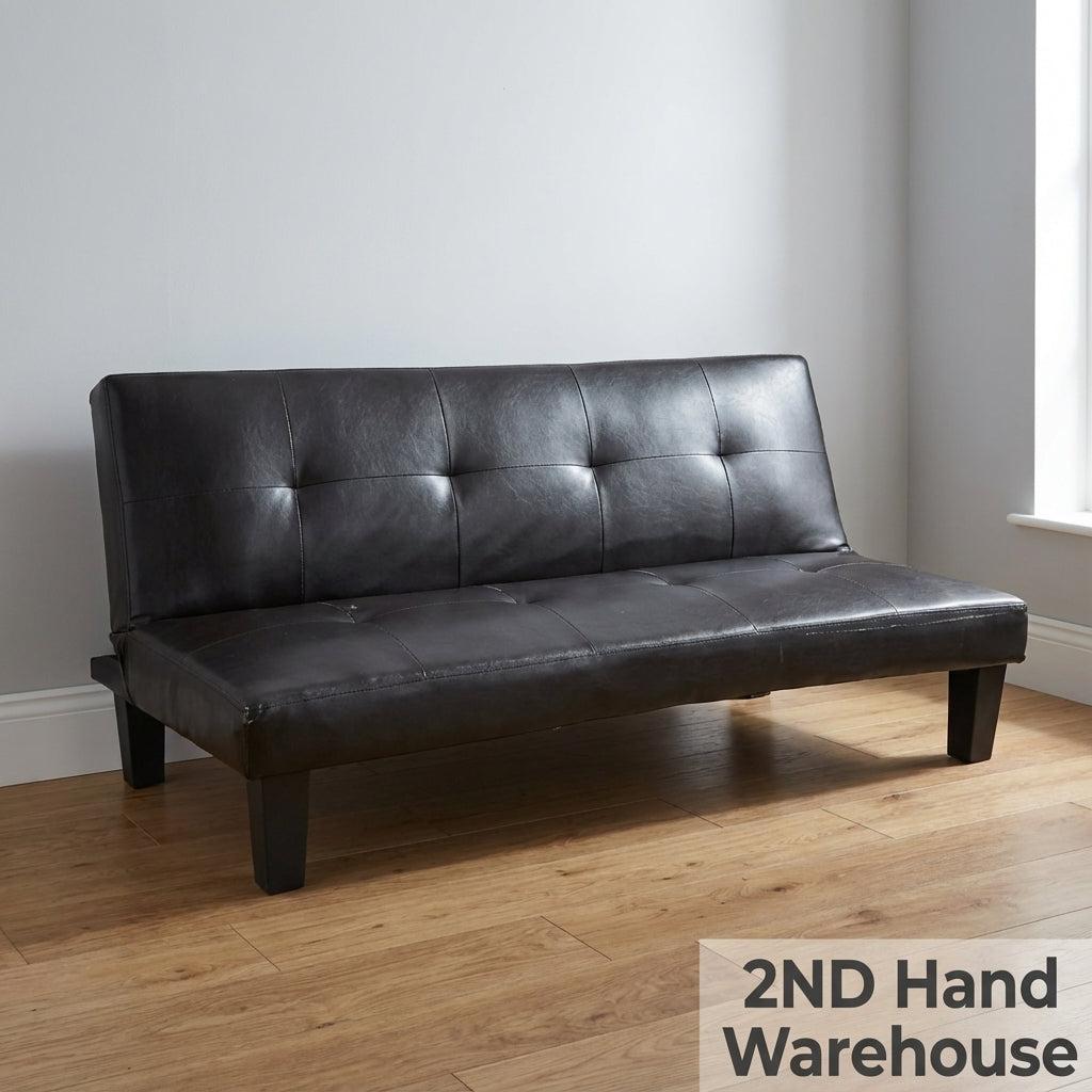 Versatile Black Faux Leather Futon Sofa Bed