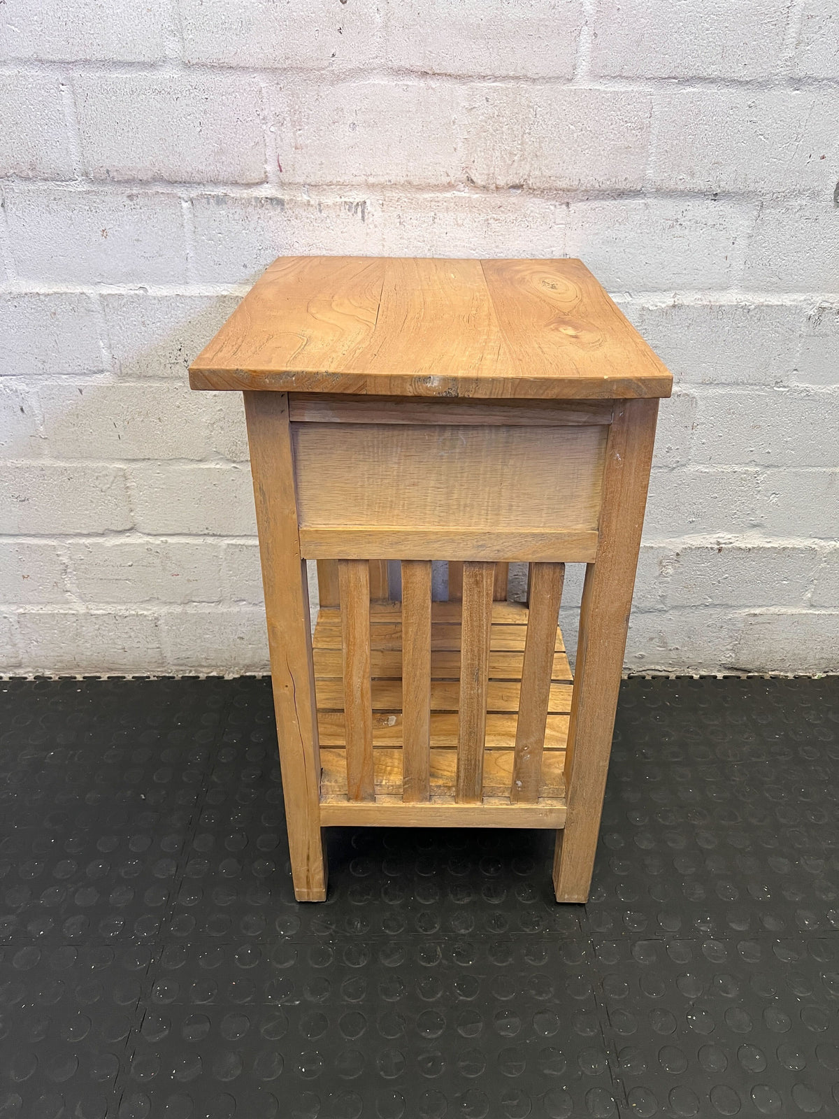 Rustic Wood Bedside Table with Drawer & Shelf