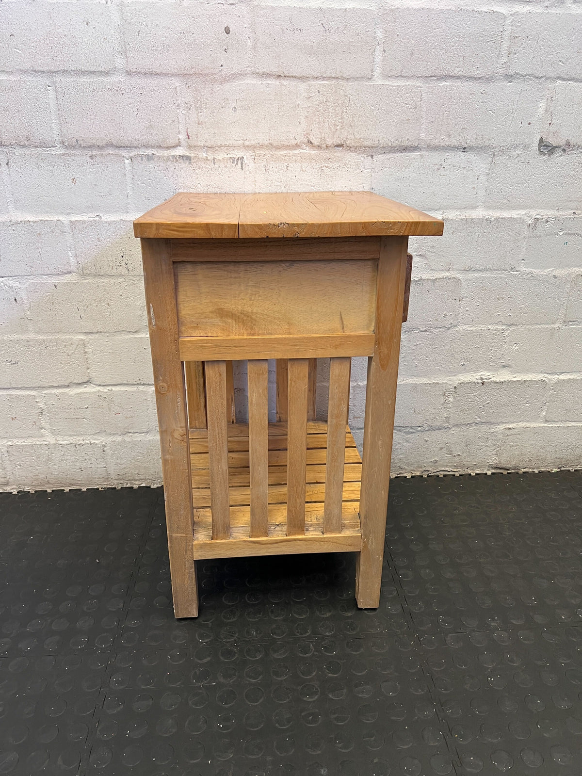 Rustic Wood Bedside Table with Drawer & Shelf