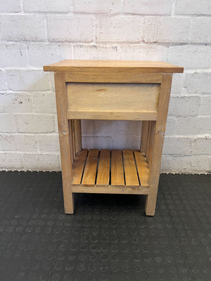Rustic Wood Bedside Table with Drawer & Shelf