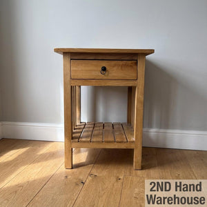 Rustic Wood Bedside Table with Drawer & Shelf