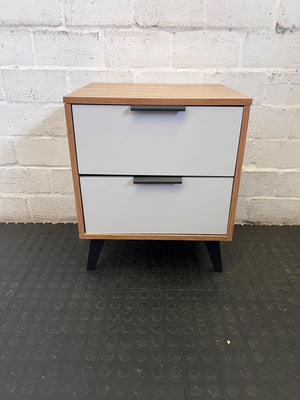 Stylish Grey & Wood Look Two-Drawer Bedside Table