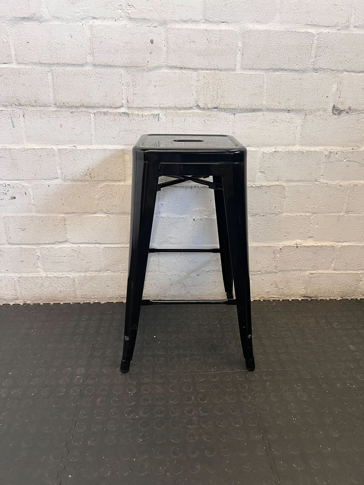 Sleek Black Industrial Bar Stool
