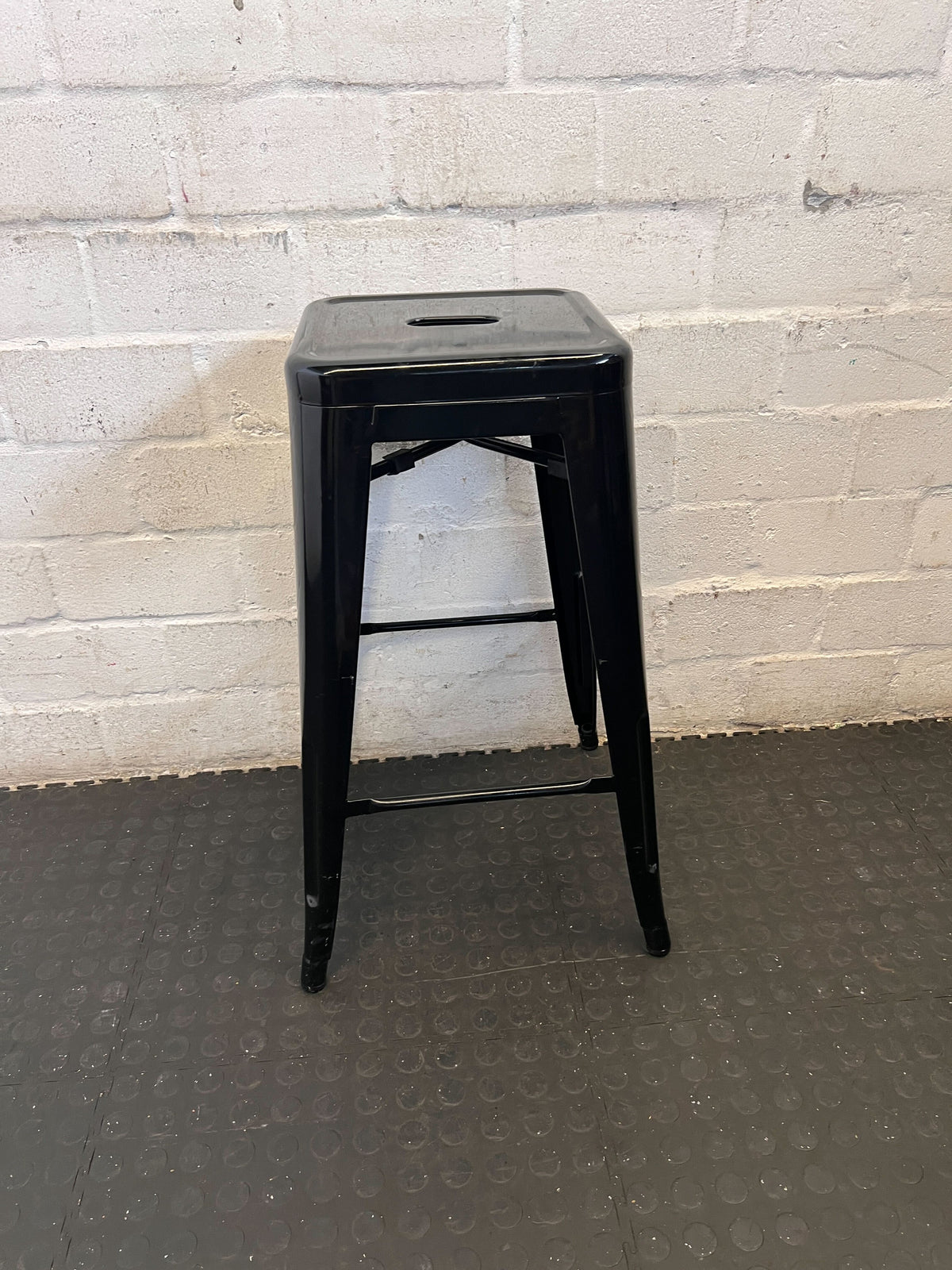 Sleek Black Industrial Bar Stool