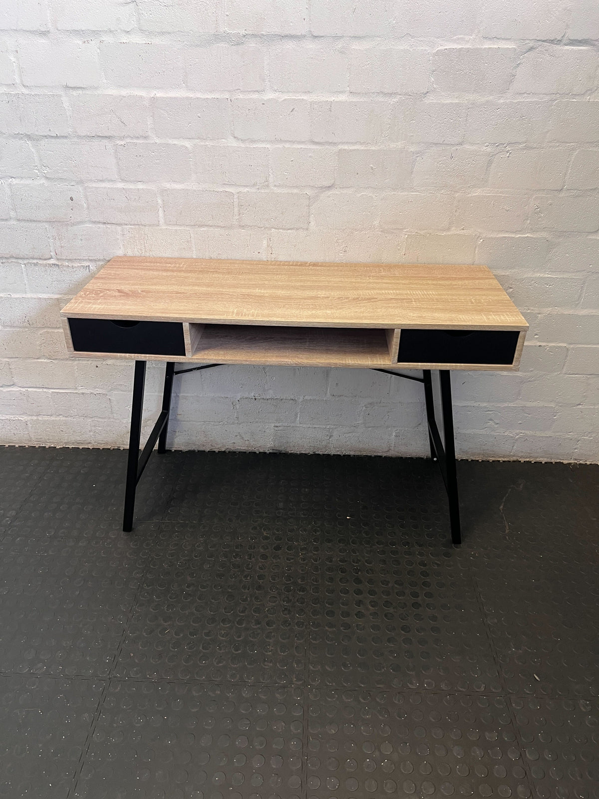 Modern Light Wood & Black Accent Desk with Drawers ✨