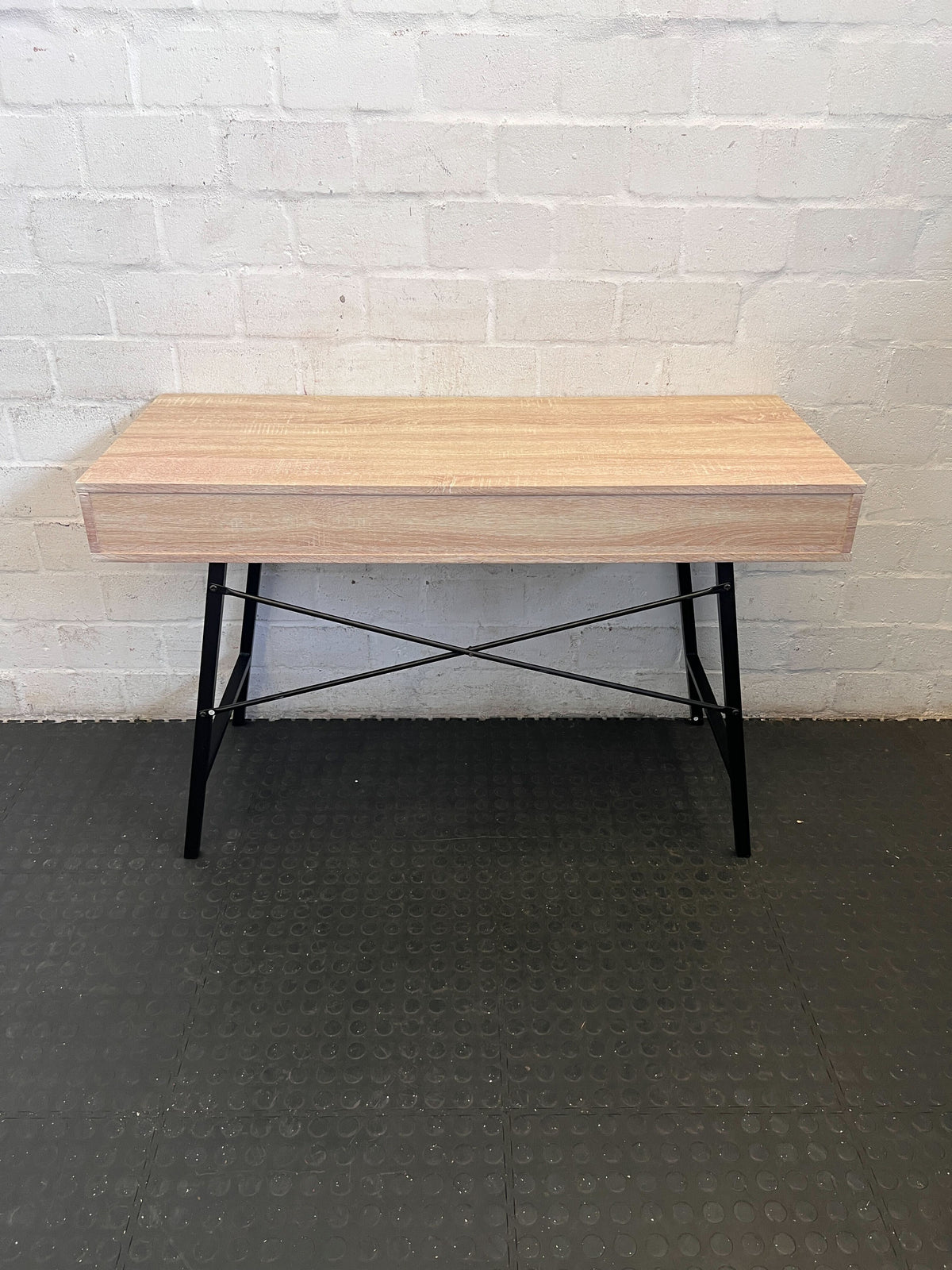 Modern Light Wood & Black Accent Desk with Drawers ✨