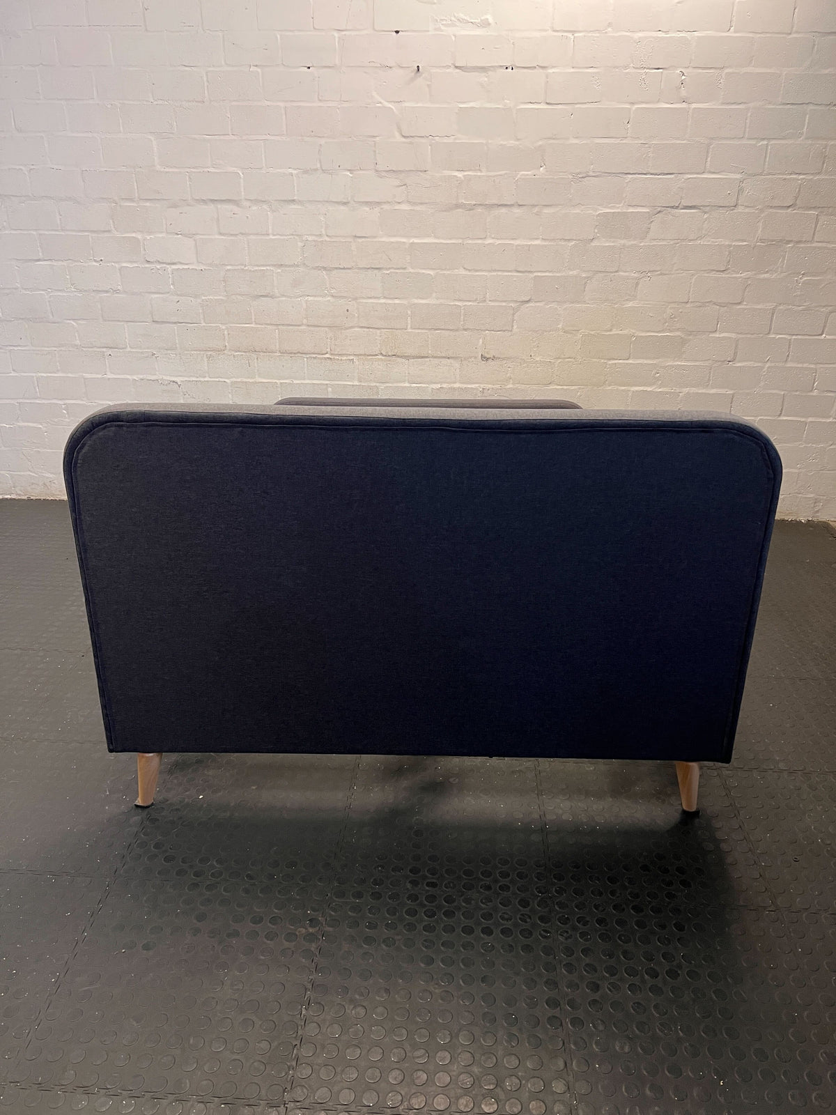 Chic Grey Upholstered Double Bed Frame - Mid-Century Style