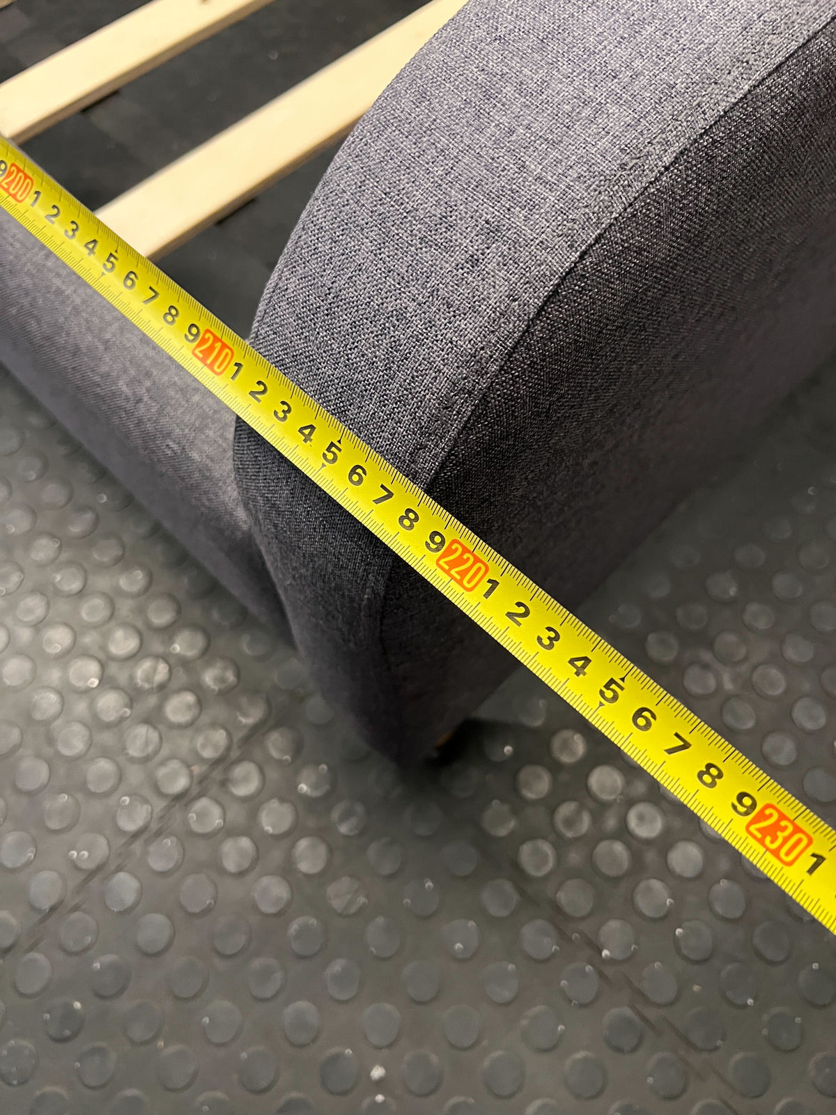 Chic Grey Upholstered Double Bed Frame - Mid-Century Style