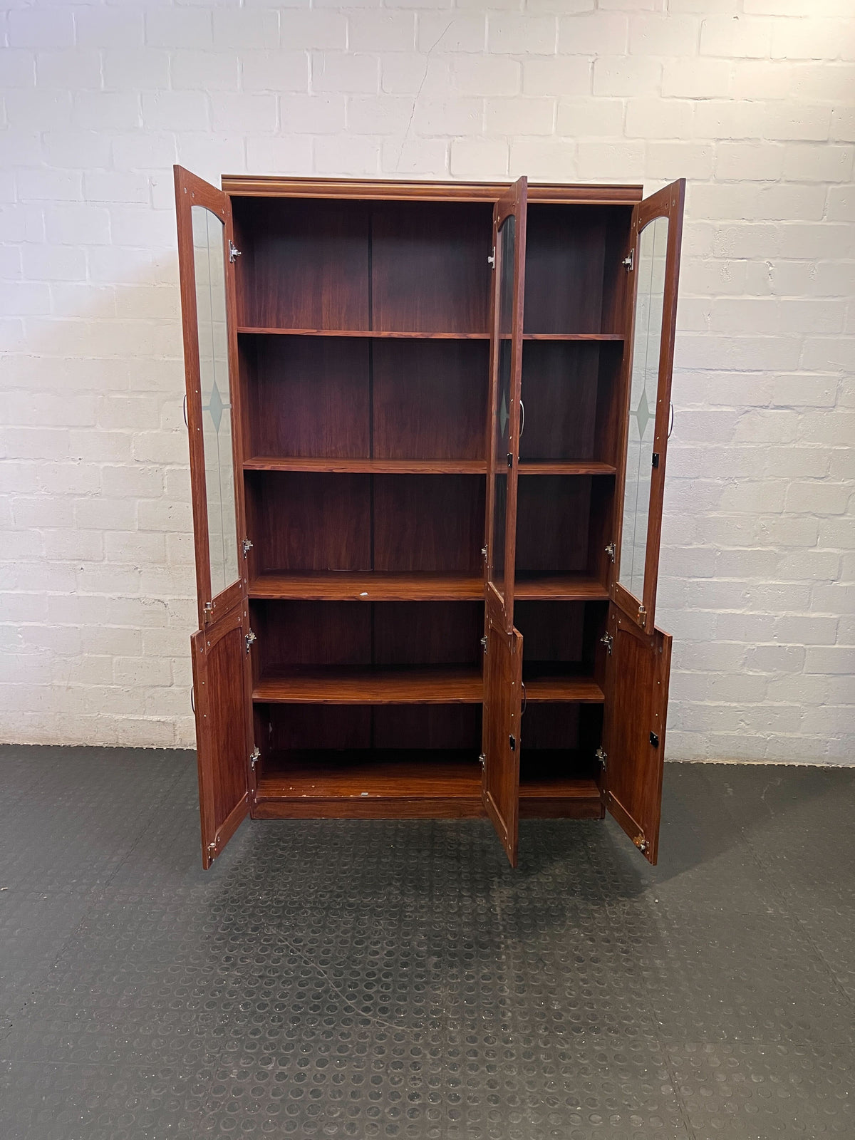 Elegant Wooden Display Cabinet with Glass Doors