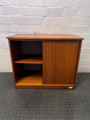 Vintage Mid-Century Modern Wooden Storage Cabinet with Sliding Doors