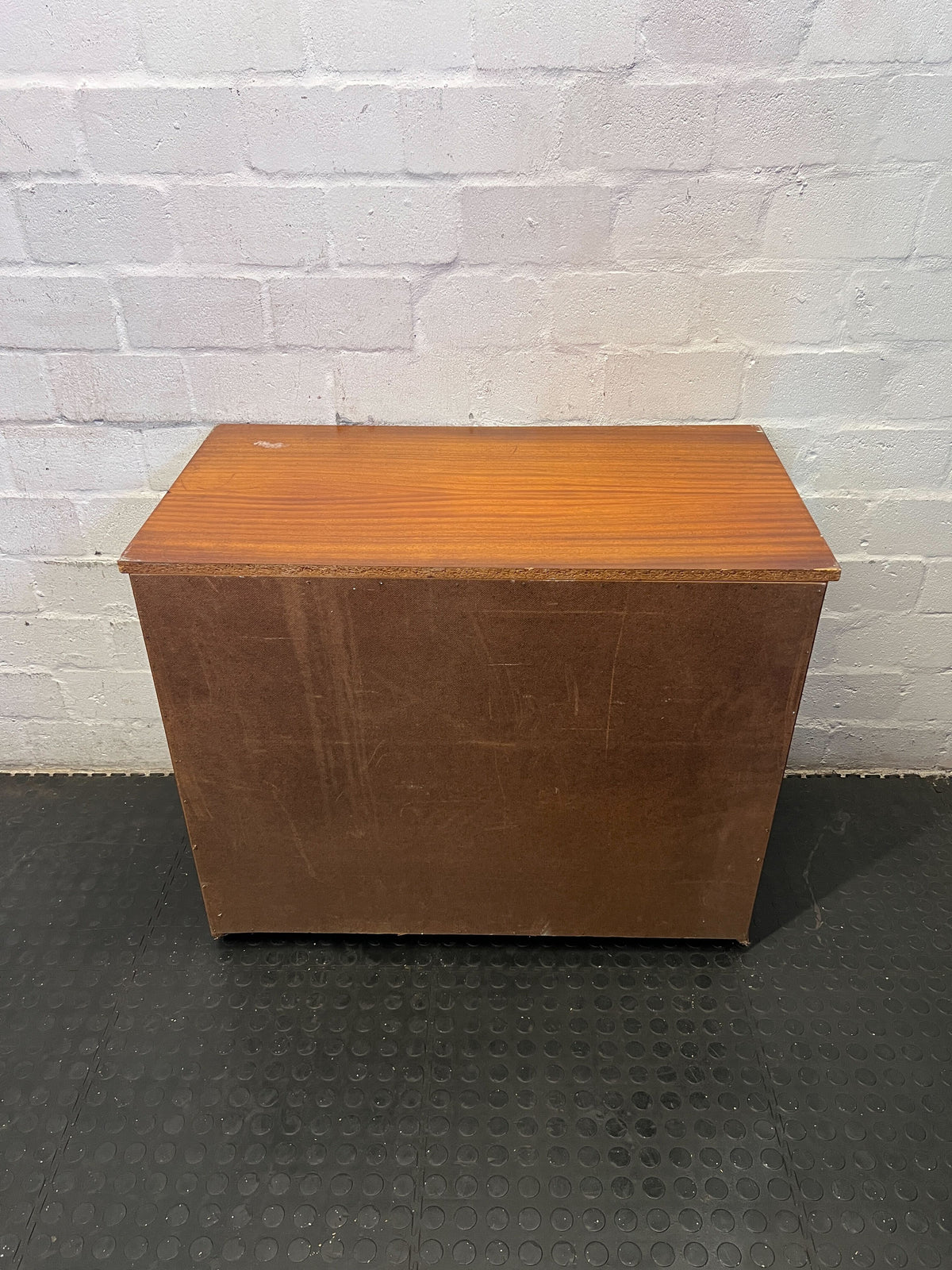 Vintage Mid-Century Modern Wooden Storage Cabinet with Sliding Doors