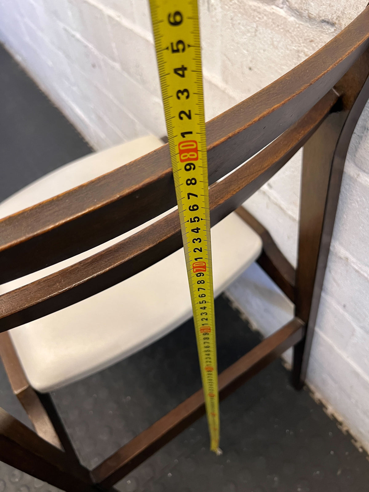 Vintage Mid-Century Modern Dining Chair - Dark Wood & Cream Upholstery