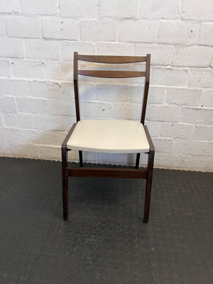 Vintage Mid-Century Modern Dining Chair - Dark Wood & Cream Upholstery