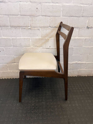 Vintage Mid-Century Modern Dining Chair - Dark Wood & Cream Upholstery