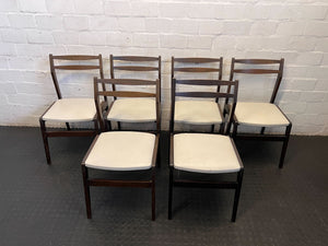 Vintage Mid-Century Modern Dining Chair - Dark Wood & Cream Upholstery